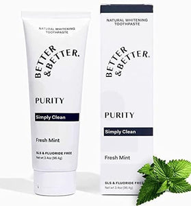 Better & Better Purity Toothpaste | Fluoride Free, SLS Free Toothpaste for Sensitive Brushers | 1 CT | Fresh Breath with Organic Mints | Natural, Vegan, Whitening Toothpaste to Remove Plaque