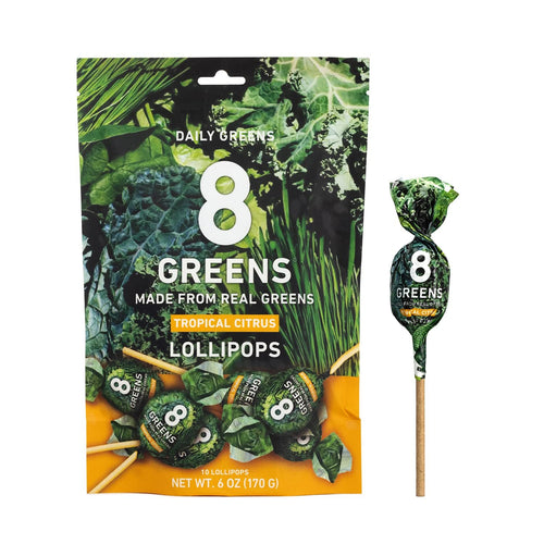 8Greens Supergreens Lollipops, Tropical Citrus, 10 Count