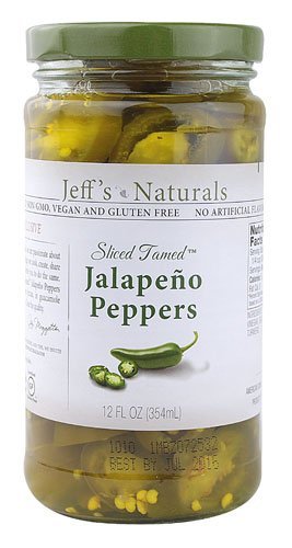 Jeff's Naturals Sliced Tamed Jalapeno Peppers, 12 oz (Pack of 2)