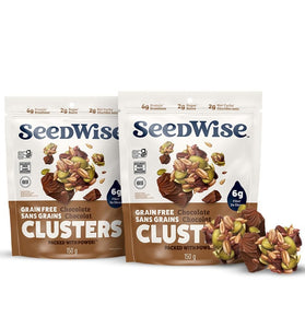 Chocolate Super Seed Granola Clusters, Grain-Free Bite Size Granolas with No Added Sugar, Gluten Free Nut & Seed Mix for Healthy Snacking, Shareable Bulk Resealable Bulk Bag, Pack of 2