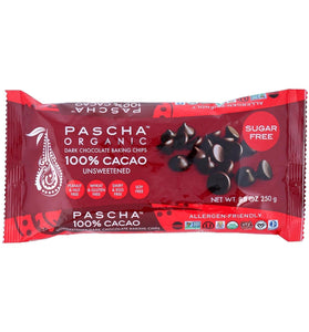 Pascha Organic Allergen-Free Unsweetened Dark Chocolate Chips 100 Percent Cacao 8.8 Ounce Pack of 6 (Total 52.8 Ounce)