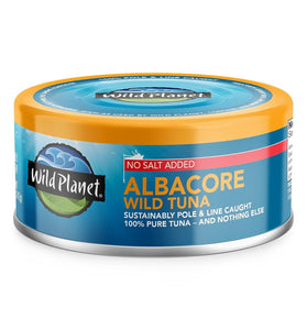 Wild Planet Wild Albacore Tuna, No Salt Added, Canned Tuna, Sustainably Wild-Caught, Non-GMO, Kosher, Gluten Free, Keto and Paleo 5 Ounce, Single Unit/Can