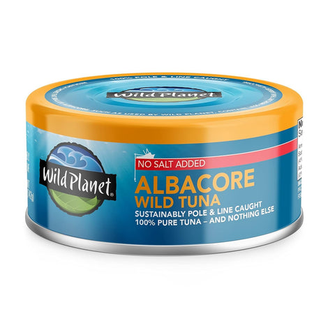 Wild Planet Wild Albacore Tuna, No Salt Added, Canned Tuna, Sustainably Wild-Caught, Non-GMO, Kosher, Gluten Free, Keto and Paleo 5 Ounce, Single Unit/Can