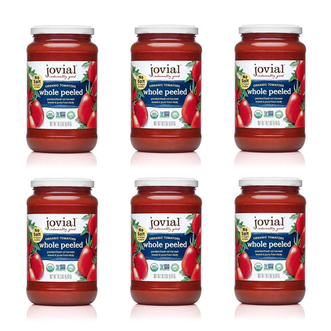 Jovial Diced Tomatoes - Organic Tomatoes, Non-GMO, USDA Certified Organic, No Additives, BPA-Free, No Added Sugar, No Salt Added, Recyclable Glass, Made in Italy - 18.3 Oz, 6 Pack