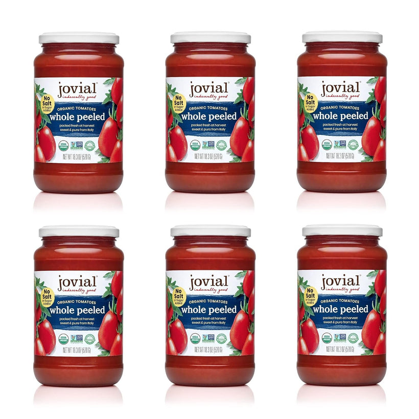 Jovial Diced Tomatoes - Organic Tomatoes, Non-GMO, USDA Certified Organic, No Additives, BPA-Free, No Added Sugar, No Salt Added, Recyclable Glass, Made in Italy - 18.3 Oz, 6 Pack