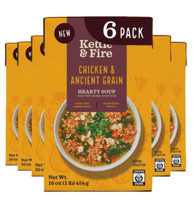 Kettle & Fire Chicken & Ancient Grain Hearty Soup, 6 pack