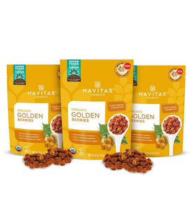 Organic Golden Berries Sharable Adult Snacks, Sweet and Tangy Dried Fruit Healthy Sour Candy Alternative, Resealable Bag Pack of 3