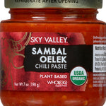 Sky Valley Sambal Oelek Chili Paste - Red Chili Paste, Made with Red Jalapenos & Garlic, Gluten Free, Vegan, Keto, USDA Organic, Non-GMO, Sambal Oelek Sauce, Chili Paste Asian - 7 Oz