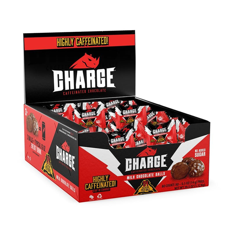 Charge Chocolate MILK CHOCOLATE 80 Count - 54mg Caffeine, Zero Sugar, Vegan, Gluten-Free - by Charged Caffeinated Chocolate