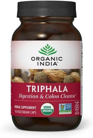 ORGANIC INDIA Triphala Herbal Supplement - Digestion & Colon Support, Immune System Support, Adaptogen, Nutrient Dense, Vegan, Gluten-Free, USDA Certified Organic, Non-GMO - 90 Capsules