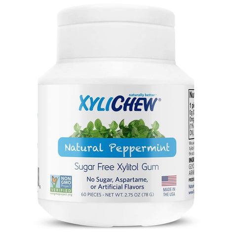 Xylichew - Naturally Better Sugar-Free Chewing Gum, Peppermint - 4 Pack of 60 Pieces (240 Pieces Total)