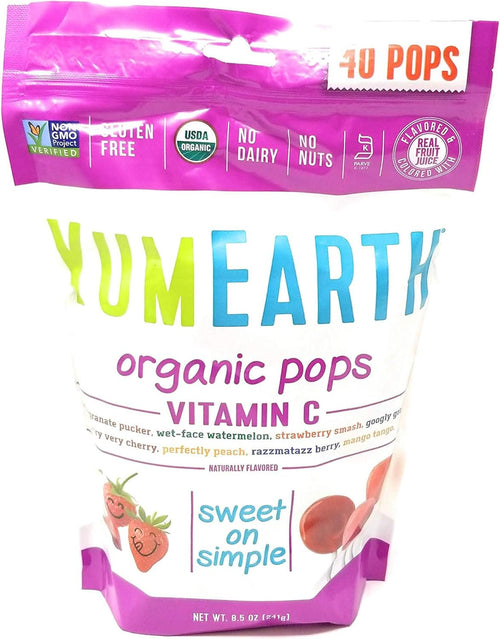 YumEarth Organic Vitamin C Lollipops, 8.5 oz (Pack of 2)