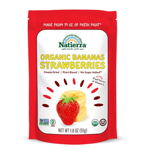NATIERRA Nature's All Foods Organic Freeze-Dried Bananas and Strawberries | Non-GMO & Vegan | 1.8 Ounce