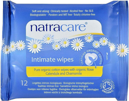 Natracare Organic Cotton Intimate Wipes, 12 Count