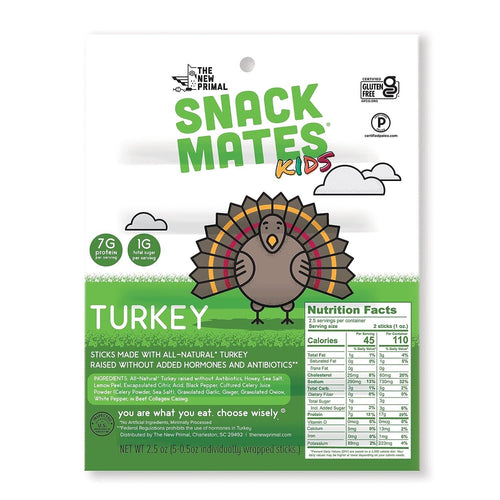 The New Primal Snack Mates Turkey Stick, 0.5 oz (Pack of 5)