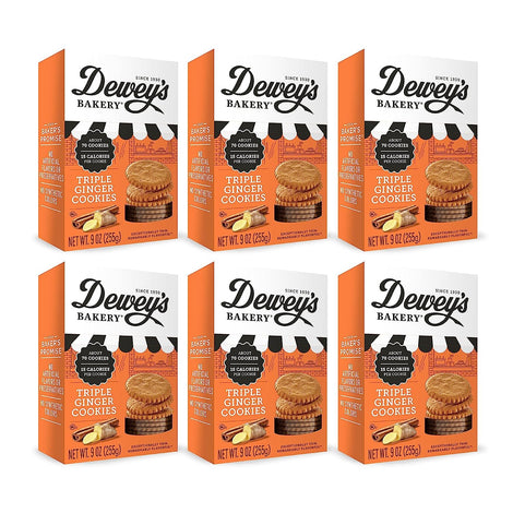 Dewey’s Bakery Triple Ginger Moravian Style Cookie Thins | Baked in Small Batches | Real, Simple Ingredients | Time-Honored Southern Bakery Recipe | 9 oz (Pack of 6)