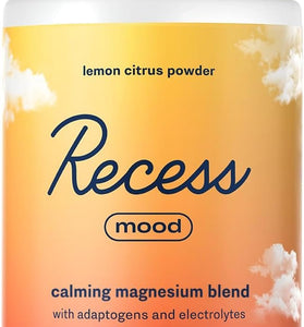 Recess Mood Powder, Calming Magnesium L-Threonate Blend with Passion Flower, L-Theanine, Electrolytes, Magnesium Calm Support Powder Supplement - Lemon Citrus 28 Serving Tub
