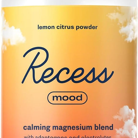 Recess Mood Powder, Calming Magnesium L-Threonate Blend with Passion Flower, L-Theanine, Electrolytes, Magnesium Calm Support Powder Supplement - Lemon Citrus 28 Serving Tub